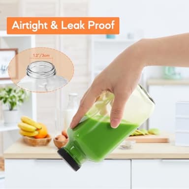 STARSIDE 16oz Glass Juice Bottles with Lids 12 Pack - Square Reusable Drinking Jars for Juicing, Milk, Kombucha - Includes 1 Sponge Brush, 12 Colored Labels - Image 3