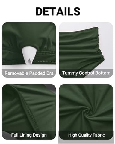 Daci Plus Size Two Piece Swimsuits - High Waisted Bikini with Sleeves for Women Bathing Suit Swimwear Green 18 Plus - Image 3
