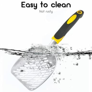 Apidgrowth Cat Litter Scoop,Long Handle Cat Scooper,Stainless Steel Metal Scoop,Poop Sifting,Mesh Shovel,Suitable for Cat Litter Box, (Yellow) - Image 5