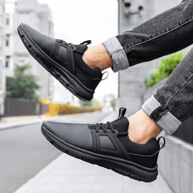 Taquco Non Slip Work Shoes for Mens Slip On Sneakers Waterproof Chef Kitchen Shoe Hands Free Comfortable Slip Resistant Restaurant Footwear Hombre Zapatos de Trabajo (Black,11) - Image 8