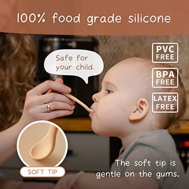 Moonkie Silicone Baby Spoons Set of 4, Two Sizes Feeding Spoon for First Stage 4+ Months, Baby Utensils with Case, Toddler Led Weaning Spoons, Bendable, Chewproof & Boil-proof - Image 4