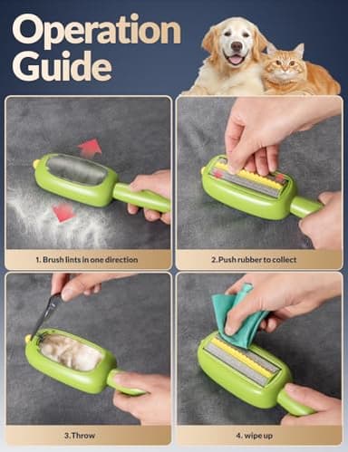 Portable Lint Brush,Reusable Lint Roller,Washable Pet Hair Removal Tool for Clothes,Furniture,Pet Hair Remover for Cats and Dogs Fur,Ideal Replacement for Sticky Refills Lint Roller/Removers - Image 6