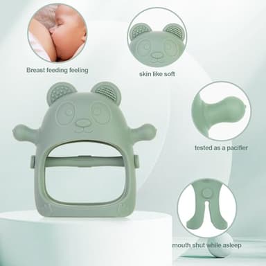 Eascrozn 3 Pack Baby Teething Toys 3 Months+, Silicone Teething Mitten for Babies Anti Drop Wrist Hand Teether, Baby Chew Toys for Sucking Needs - Image 3