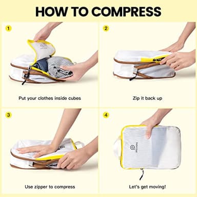 PFEYRPK Lightweight Compression Packing Cubes for Suitcases, Compressible Expandable Travel Packing Organizer with Clear Toiletries and Backpack Bag, Travel Essentials for Carry on Luggage 7 Set - Image 2