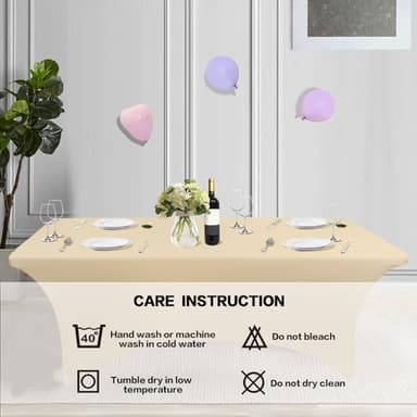 IVAPUPU 2 Pack 6FT Table Cloth for Rectangular Fitted Events Stretch Champagne Table Covers Washable Spandex Tablecloth Protector for Party, Wedding, Cocktail, Banquet, Festival - Image 5
