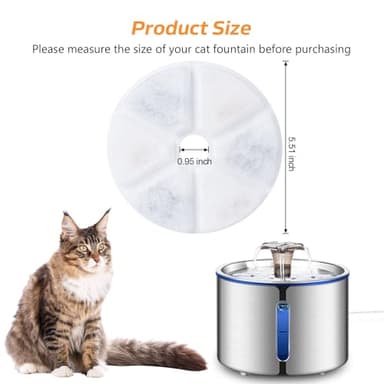 BOORCA Cat Water Fountain Filters, 6 Pieces Triple Filtration System Replacement Filter Fit for 84oz/2.5L Cat Pet Fountain, 6 Filtration System and 2 Pre-Filter Sponges - Image 2