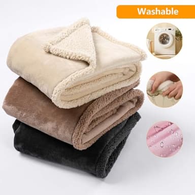 Maidewow Waterproof Dog Blanket Reversible Fluffy Pet Bed Cover Pink Puppy Blankets Leakproof Sofa Couch Washable Cover Cat Pet Blanket for Warm-M - Image 8
