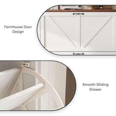 Shoe Cabinet, Shoe Storage Cabinet for Entryway with 2 Flip Drawers, Narrow Farmhouse Shoe Organizer Cabinet, Slim Shoe Rack Cabinet, White - Image 5