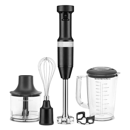 KitchenAid Variable Speed Corded Hand Blender with Accessories, Black Matte, KHBV83BM - Image 1