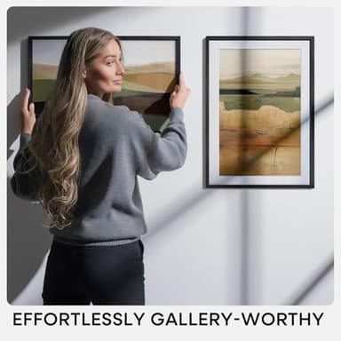 Homeforia 11x17 Picture Frame Black Wood, High End Oak 11x17 Poster Frames with Mat 8x12, 11 x 17 Wooden Frame Matted to 8 x 12 inch Photo, 17x11 Thin Hanging Frame, Tempered Glass, Wall Kit, Set of 1 - Image 8