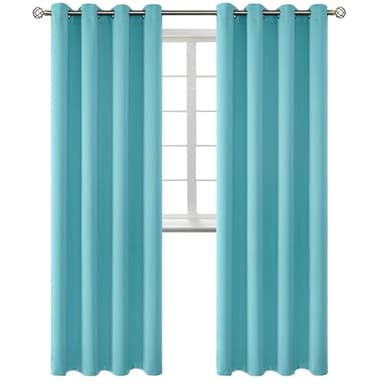 BGment Blackout Curtains - Grommet Thermal Insulated Room Darkening Bedroom and Living Room Curtains, Set of 2 Panels (52 x 120 Inch, Aqua) - Image 1