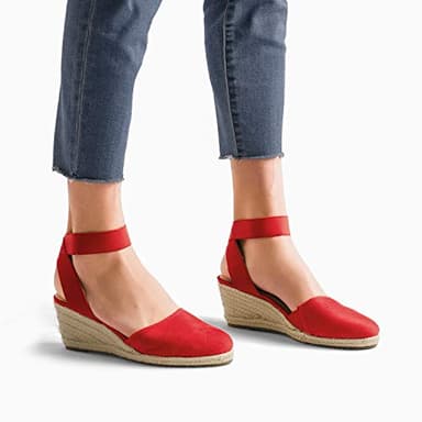 DREAM PAIRS Women's Elastic Ankle Strap Espadrilles Wedge Sandals,Size 7.5,Red,AMANDA-1 - Image 6