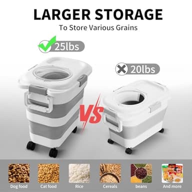 nxizoli 25 Lbs Dog Food Storage Container, Collapsible Dog Food Container with Scoop for Pet/Dog/Cat/Bird Food,Keep Dry Food Fresh,Easy to Move (White) - Image 3