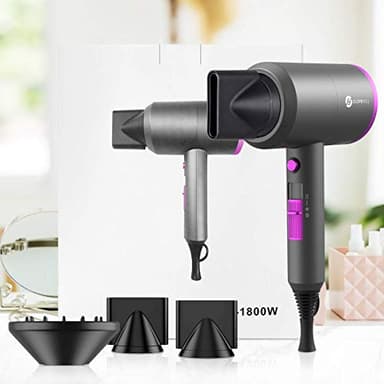 slopehill Professional Ionic Hair Dryer, Powerful 1800W Fast Drying Low Noise Blow Dryer with 2 Concentrator Nozzle 1 Diffuser Attachments for Home Salon Travel - Image 8