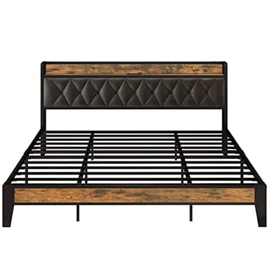 ANCTOR King Size Bed Frame, Storage Headboard with Outlets, Easy to Install, Sturdy and Stable, No Noise, No Box Springs Needed - Perfect for a Good Night's Sleep - Image 9