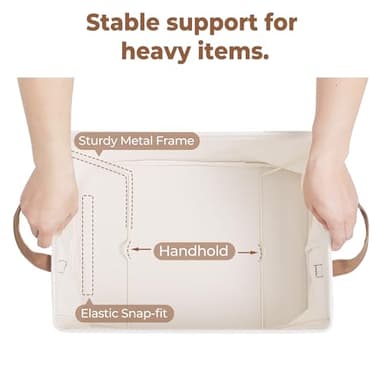 StorageWorks Storage Bins, Shelves Baskets for Organizing, Large Fabric Closet Organizers with Handles, Metal Frame, Natural Color, 2-Pack - Image 7