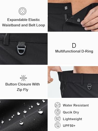 NORTHYARD Men's Casual Cargo Shorts Lightweight 9" Hiking Golf Work Quick Dry Camping Outdoor Travel Fishing with 7 Pockets Black XL - Image 4