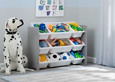 Delta Children MySize 9 Bin Plastic Toy Organizer - Greenguard Gold Certified, Grey - Image 2
