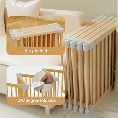 Baby Playpen, Foldable Wooden Play Yard with Gate, Playpen for Babies and Toddlers, Adjustable Baby Activity Center with Child Proof Lock, Fence Play Area for Toddlers 6 to 36 months(56*83*24inch) - Image 6