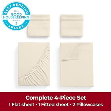 Mellanni Extra Deep Full Sheets - 4 PC Iconic Collection Bedding - Hotel Luxury, Ultra Soft, Cooling Bed Sheets - Wrinkle, Fade, Stain Resistant (Full, Golden Ivory) - Image 4