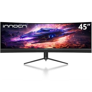 INNOCN 45C1R 45 Inch 5120 x 1440p Ultrawide Curved Gaming Monitor, R1500, HDR400, USB Type-C Power Delivery, PIP/PBP, Built-in Speaker, Height Adjustable, Black - Image 1