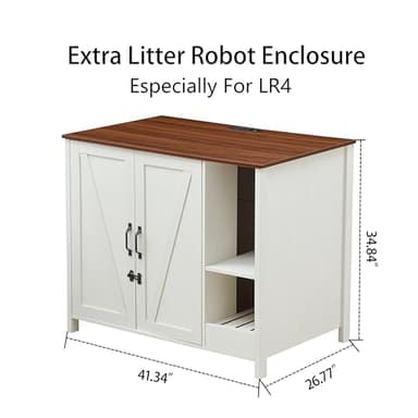 FOREST GRAVITY Cat Litter Robot Enclosure,for Placing Litter Robot 3/4,Power Outlet and Dog-Proof Shelf for Litter Robot Cabinet,Litter Collector for Automatic Litter Box Enclosure,Antique White - Image 8