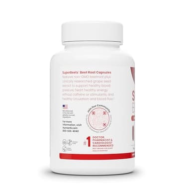 HumanN SuperBeets Beet Root Capsules Quick Release 1000mg, Helps Support Nitric Oxide Production, Blood Pressure, Heart Health, Contains Non-GMO Beetroot Powder, Studied Antioxidants 90 Count - Image 9