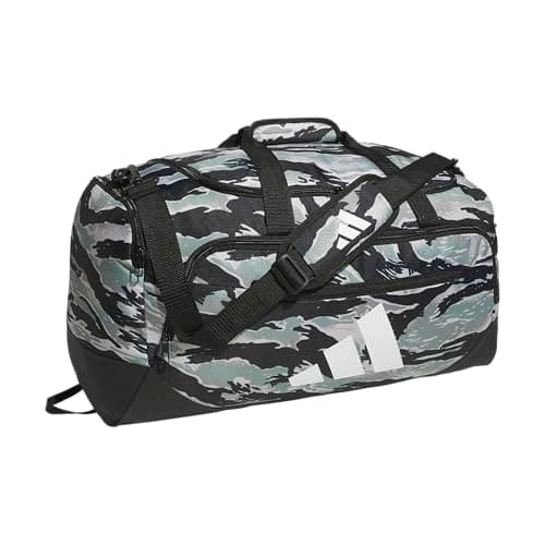 adidas Defender 5.0 Duffel Bag – Durable for Sports, Gym & Travel, Essential Camo Silver Green-Black/Black, Medium (59L) - Image 1