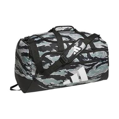 adidas Defender 5.0 Duffel Bag – Durable for Sports, Gym & Travel, Essential Camo Silver Green-Black/Black, Medium (59L) - Image 1