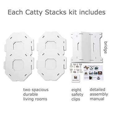 Catty Stacks Durable, Modular Cat House Cubes/Cat Condos, Made in USA (2-Pack (New! with Bridge), Snow White) - Image 8