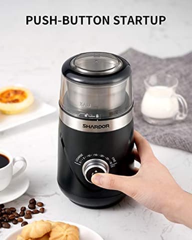 SHARDOR Upgraded Adjustable Coffee Grinder Electric, Herb/Spice, Espresso with 1 Removable Stainless Steel Bowl, Black - Image 8