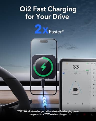 ESR for MagSafe Car Mount Charger, Foldable Dashboard Magnetic Wireless Car Charger, for MagSafe Charging,Tesla Touchscreen Car Phone Holder for iPhone 17/16/15/14/13/12, S25, Pixel 10, Strong Magnets - Image 3