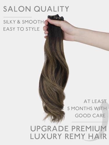 WENNALIFE Genius Sew in Weft Hair Extensions Real Human Hair, 20 inch 120g Balayage Natural Black to Chestnut Brown Sew in Human Hair for Women Natural Remy Hair Invisible Extensiones De Cabello - Image 7