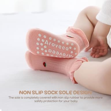 Aroveea Non Slip Grip Ankle Baby Socks 12 Pack for Toddler Boys and Girls Kids,Infant Cute Cotton Baby Socks - Image 3