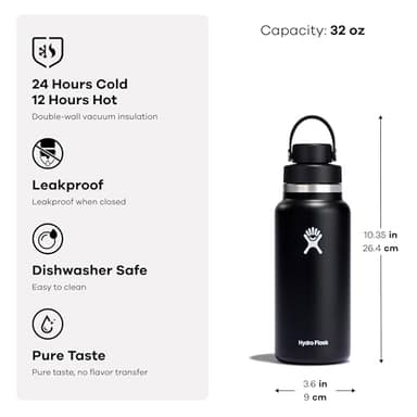 Hydro Flask Water Bottle - Insulated Stainless Steel - Wide Mouth Chug Lid, Non Spill, Leakproof in 32 Oz Aloe Green - Image 3