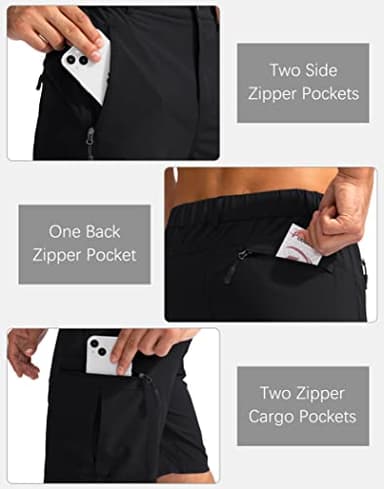 Pudolla Men's Hiking Cargo Shorts 9" Lightweight Outdoor Work Shorts for Men Travel Golf Camping Casual with 5 Zipper Pockets(Black Large) - Image 4