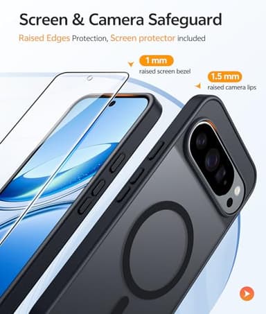 FNTCASE for Google Pixel 10 & 10 Pro Case: for Pixel 9 & 9 Pro Case | Magnetic Matte Shockproof Rugged Translucent Phone Cover - Military Grade Drop Proof Sturdy Slim Protective Cases (6.3 inch/Black) - Image 4
