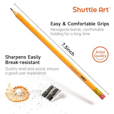 Shuttle Art Wood-Cased #2 HB Pencils, 350 Pack Sharpened Yellow Pencils with Erasers, Bulk Pack Graphite Pencils for School and Teacher Supplies, Writing, Drawing and Sketching - Image 2