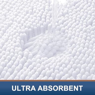 Smiry Luxury Chenille Toilet Rugs U-Shaped 24x20, Soft Absorbent Non-Slip Contour Bathroom Rugs for Toilet, Machine Washable Contoured Bath Mats, White - Image 4