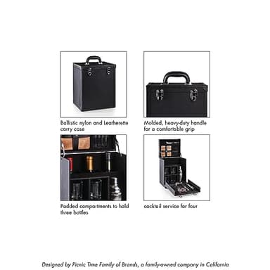 LEGACY - a Picnic Time brand, Hamilton Bartender Kit, Cocktail Set, Portable Bar Case with Cocktail Shaker Set, (Black) - Image 8
