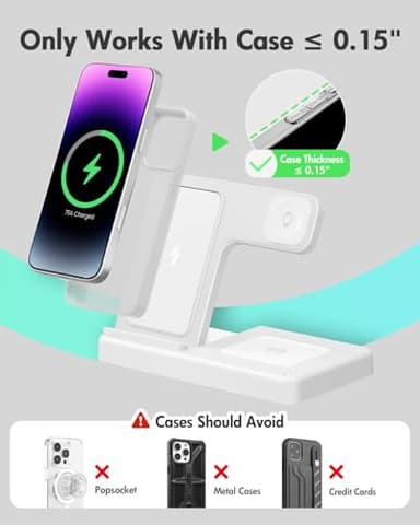 Wireless Charger Charging Station: 3 in 1 Charger Stand Multiple Devices for Apple - iPhone 17 16e 16 15 14 Pro Max 13 12 11 - Watch 10 9 8 7 6 5 4 3 2 SE and Ultra Series - Airpods 4 3 Pro, White - Image 3