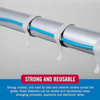 VELCRO Brand 150pk Cable Ties Value Pack, 8in | Stocking Stuffer Gifts for Tech Lovers | For Wire Management and Cord Organizer | Replace Zip Ties with Reusable Straps, Reduce Waste - Image 6