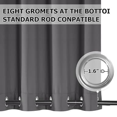 RYB HOME 2 Panels Weighted Outdoor Curtains - Waterproof Windproof Thermal Insulated Blackout Privacy Curtain for Porch Balcony Cabana, Grey, W52 x L84 inches - Image 3