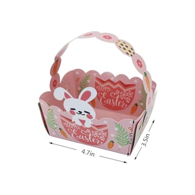 Haobell Easter Basket - 24pcs Small Baskets for Kids, Happy Gift With Handles, School Party Favor, Bunny Decoration - Image 3