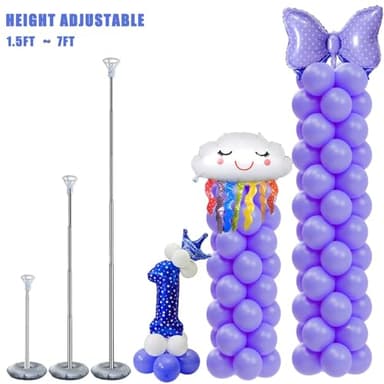 GIMCALO Balloon Column Stand Kit Set of 2, 7ft Height Adjustable Balloon Arch Kit, Metal Telescopic Pillar Balloon Stand, Birthday Party, Graduation, Wedding Christmas Decorations - Image 2