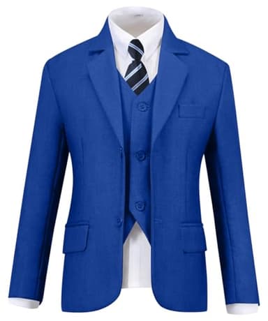 Boys Suit,Kids Slim Fit Dress Clothes Ring Bearer Outfit for Wedding Royal Blue Size 5 - Image 3