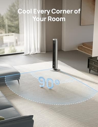 Dreo Tower Fan for Bedroom, 90° Oscillating Standing Fan with 40ft Far Airflow, 25dB Ultra Quiet DC Motor, 28ft/s Velocity, 12 Speeds, 42 inch, Smart Control, 4 Modes, 12H Timer, Pilot Pro S - Image 5