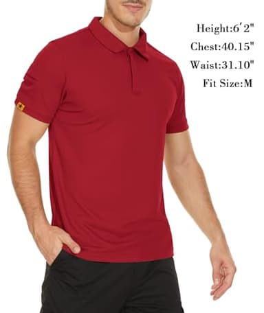 V VALANCH Red Polo Shirts for Men Short Sleeve Moisture Wicking Golf Polo Sport Athletic Collared Shirt - Image 2