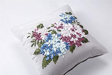 GRANDDECO Spring Throw Pillow Covers with Embroidered Flowery Hydrangea and Leaves Daily Home Decorative,Home Sofa Cushion Case with Zipper, Pack of 2, 18 x 18 inches (18×18 inches, Grey - Image 5