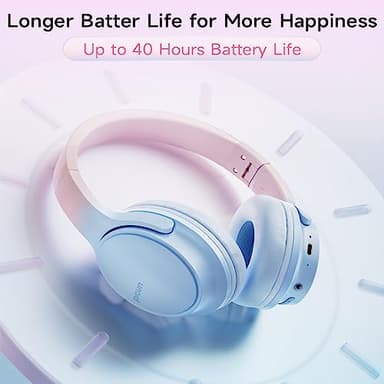 Sungive Bluetooth Headphones Over Ear, Foldable Lightweight Wireless Headsets, HiFi Stereo, HD Microphone, 30H Playtime, Suitable for Mobile Phones, Computers, TVs, Games, Outdoors, Offices (Blue) - Image 4